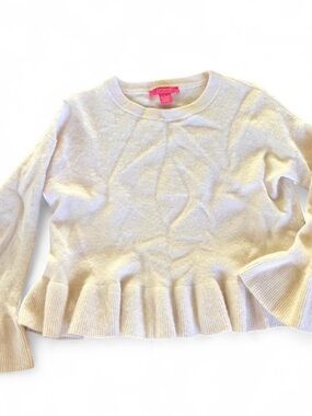 Catherine Malandrino Cream Cashmere Crewneck Sweater with Pink Label